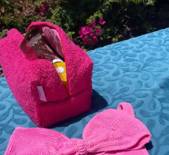 Hot pink terry vanity bag