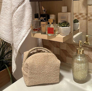 Beige terry vanity bag