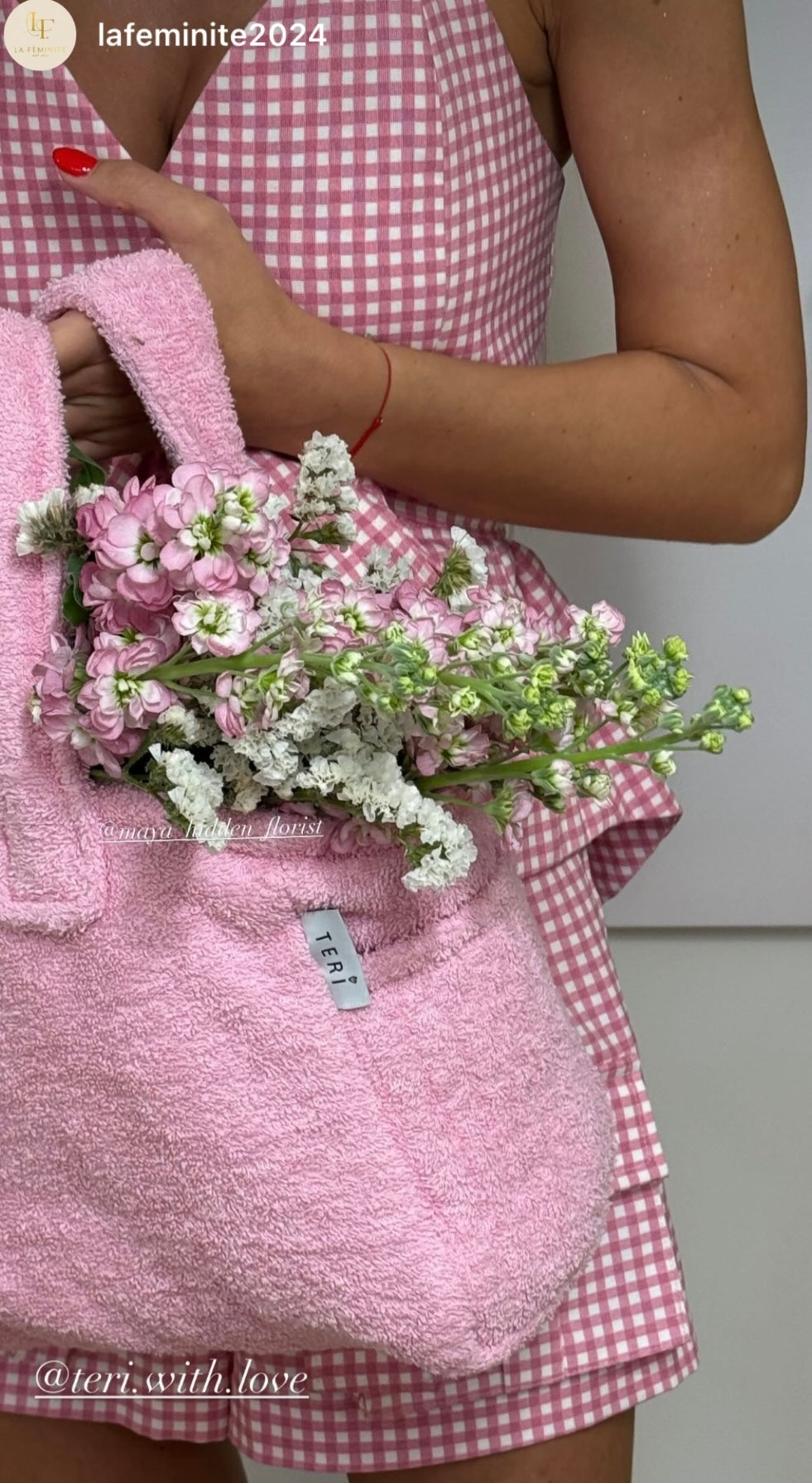 Soft pink terry mini bag