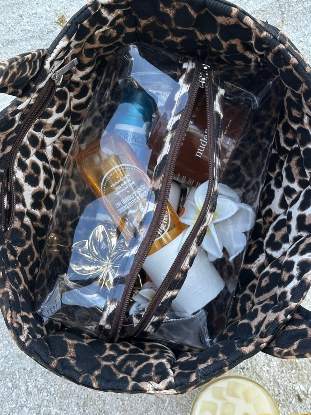 Rubber leopard vanity bag