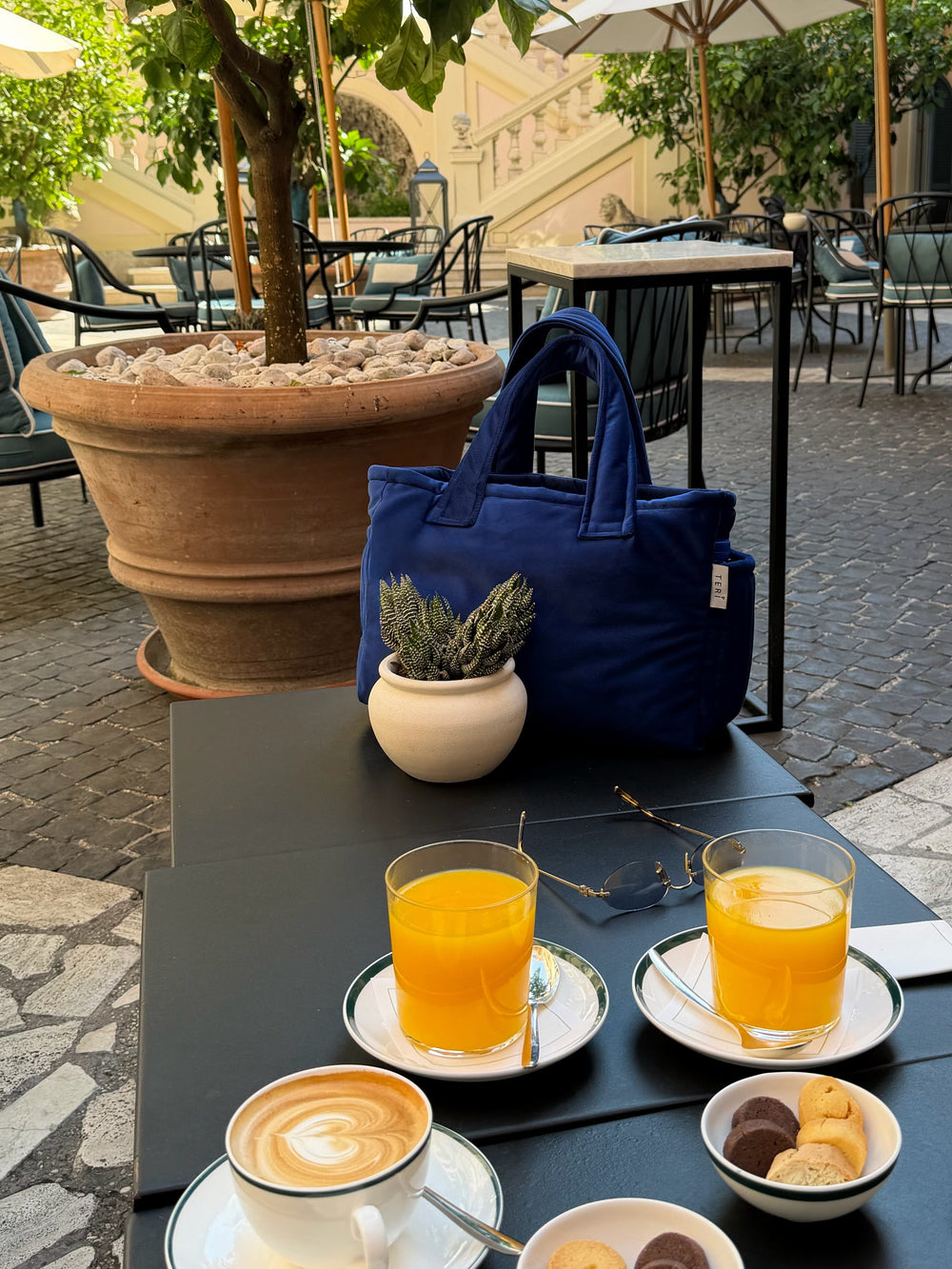 Royal blue velvet mini bag