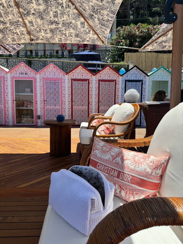 White waffle vanity bag