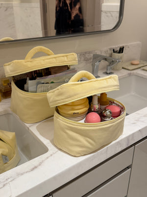 Mini yellow velvet beauty case