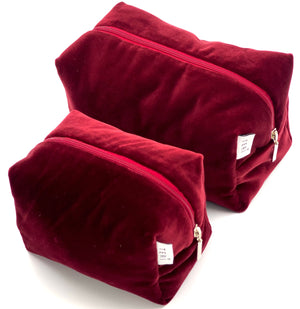 Burgundy velvet vanity bag