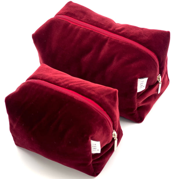 Burgundy velvet vanity bag