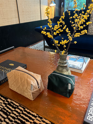 Green velvet vanity bag