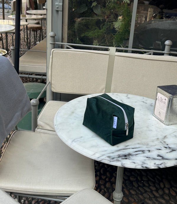 Green velvet vanity bag