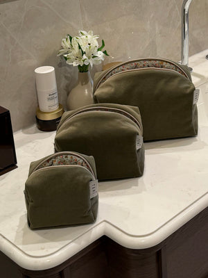 Micro sage green velvet vanity bag