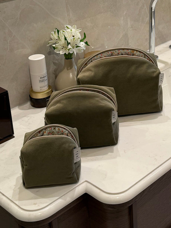 Micro sage green velvet vanity bag
