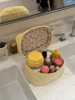 Mini yellow velvet beauty case
