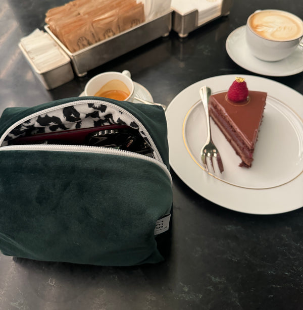 Green velvet vanity bag