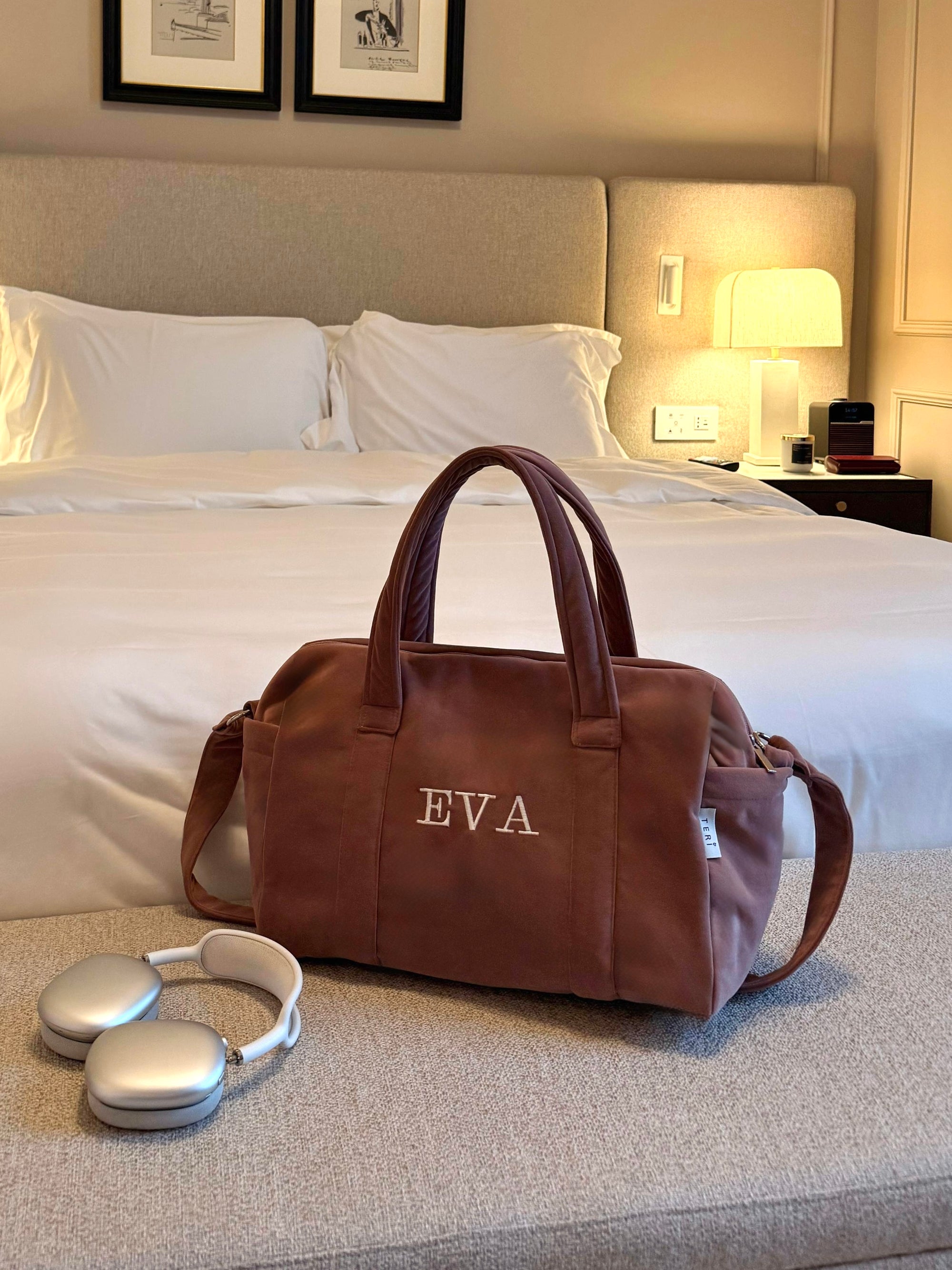 Roze plišana torba za mame