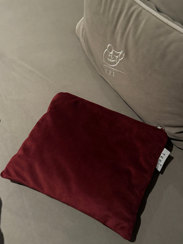 Burgundy velvet clutch