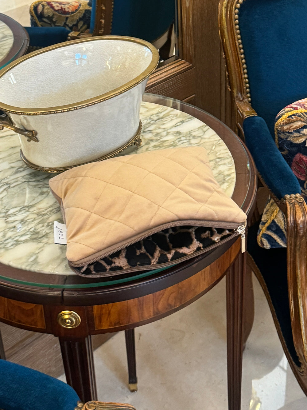 Golden velvet clutch