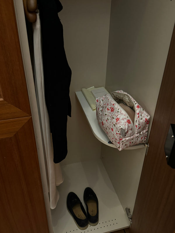 White floral vanity bag