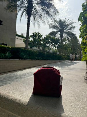 Micro burgundy velvet vanity case