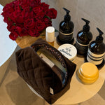 Tamno braon pliš neseser