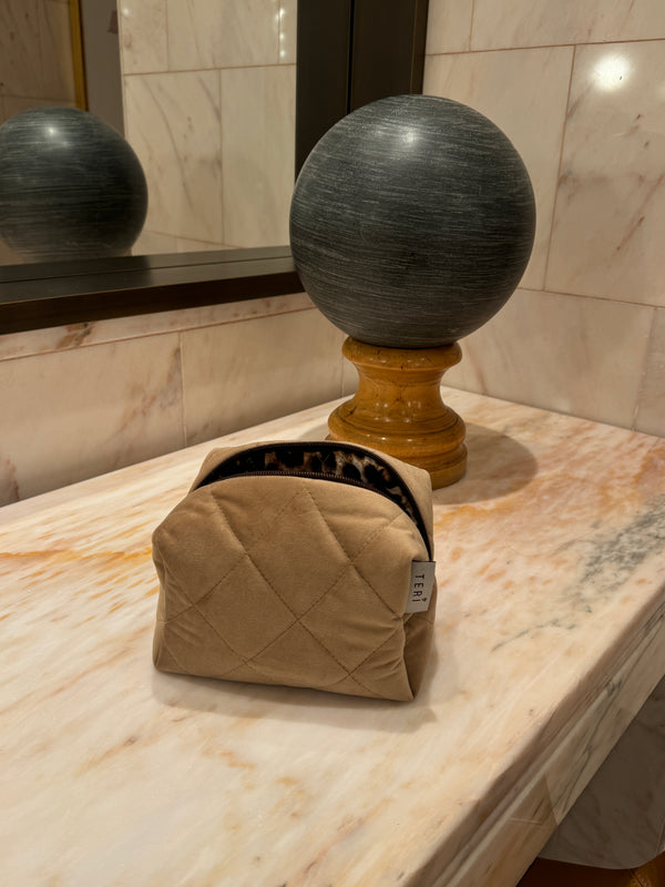 Golden velvet vanity bag