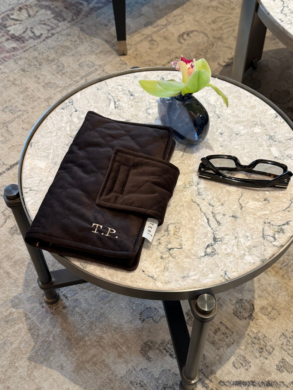 Dark brown velvet mom organizer