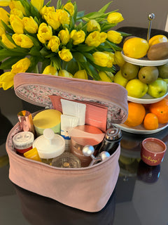 Big soft pink velvet beauty case