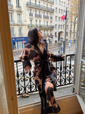 Leopard terry robe