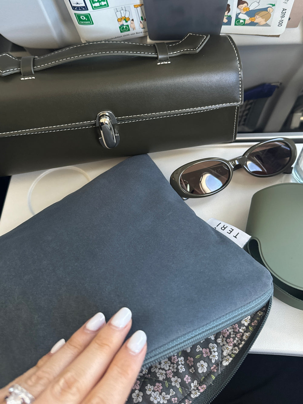 Dark gray velvet clutch