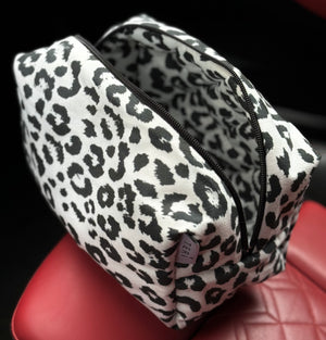 White leopard vanity bag