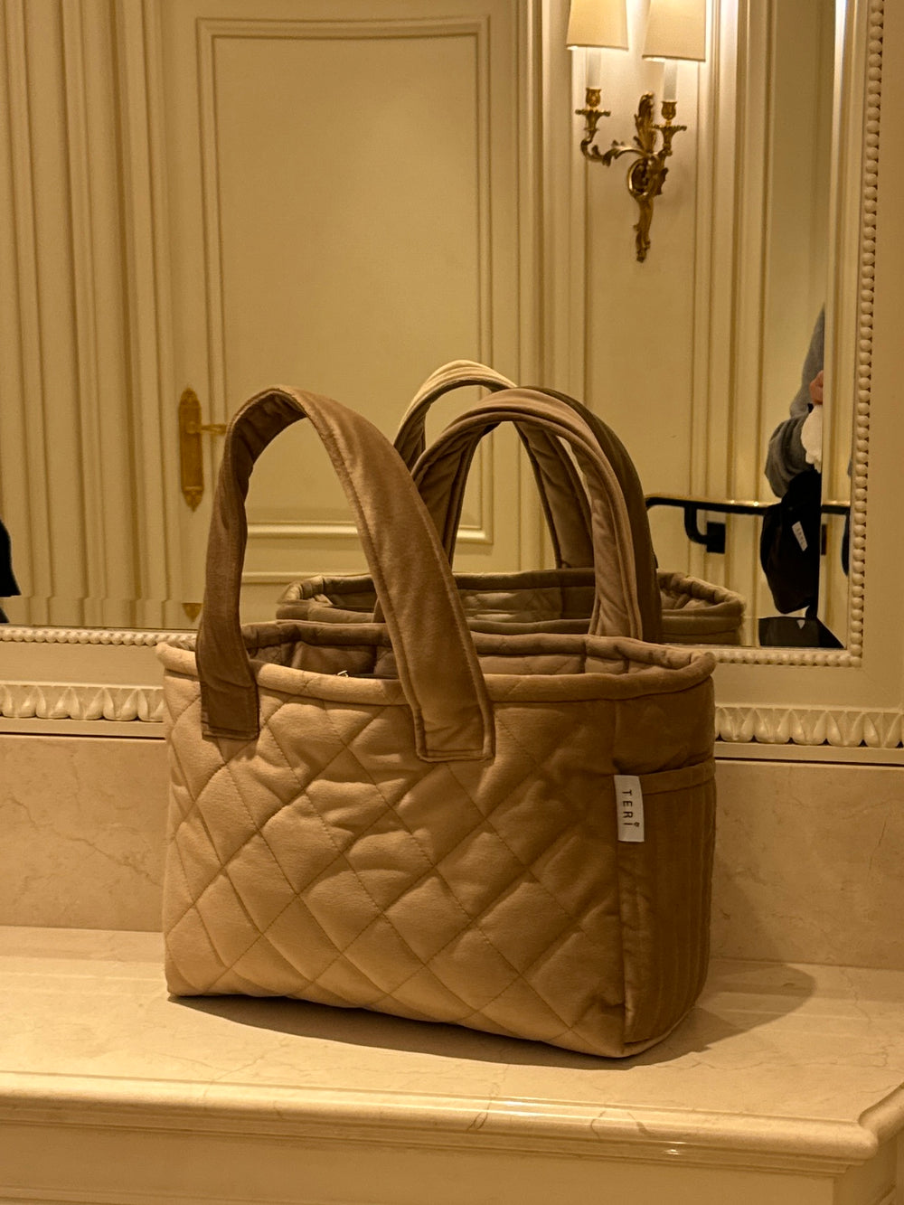 Golden velvet mini bag