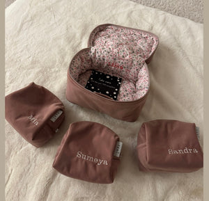 Big soft pink velvet beauty case