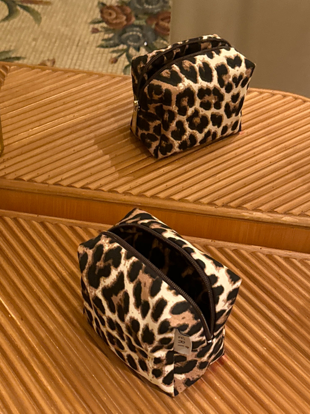 Micro leopard vanity bag