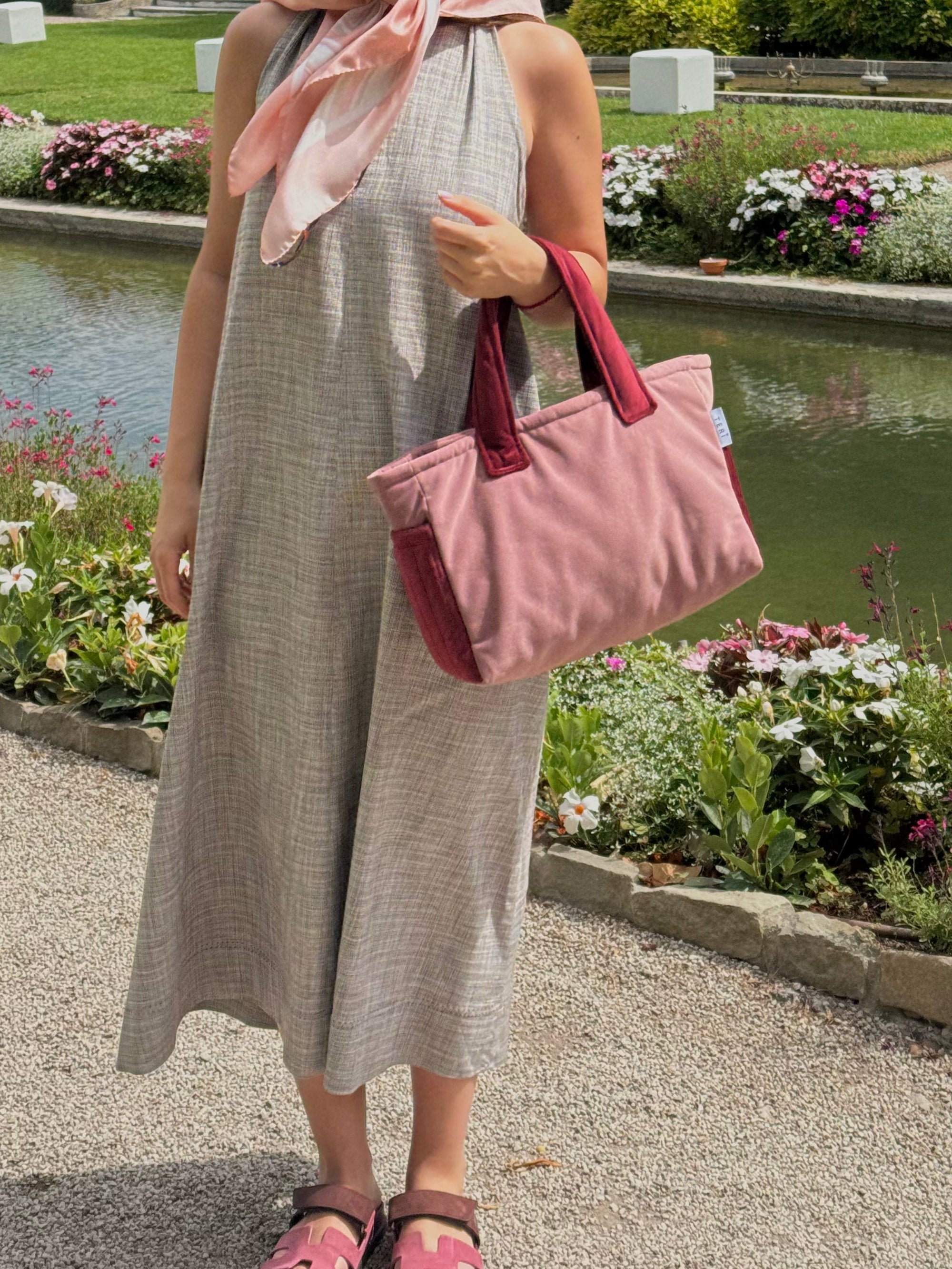 Roze/bordo pliš MINI torba