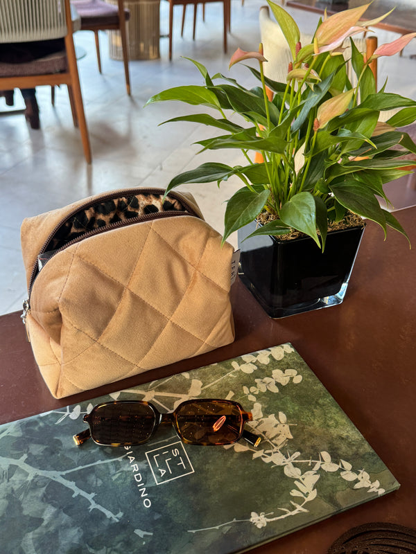 Golden velvet vanity bag
