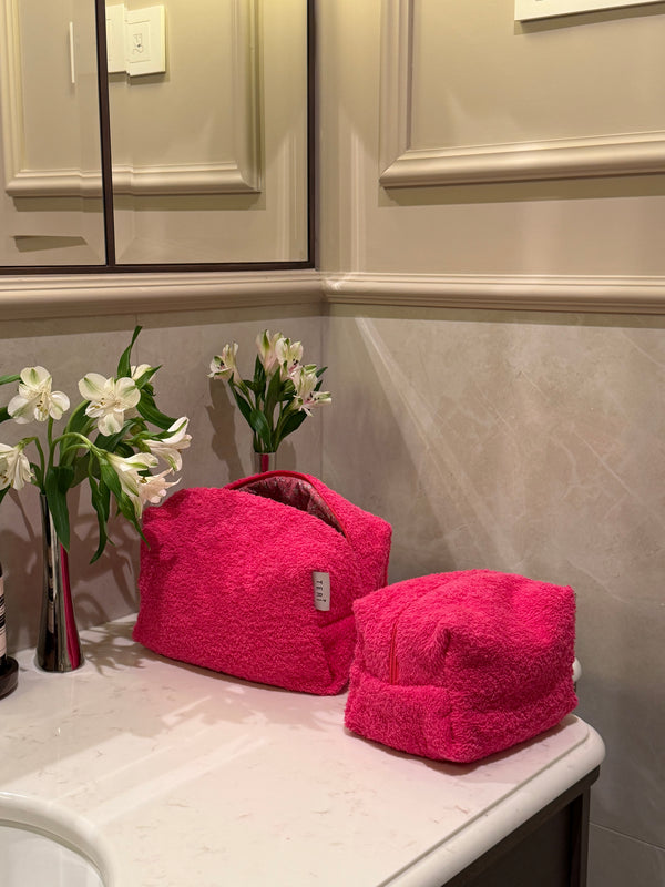 Hot pink terry vanity bag