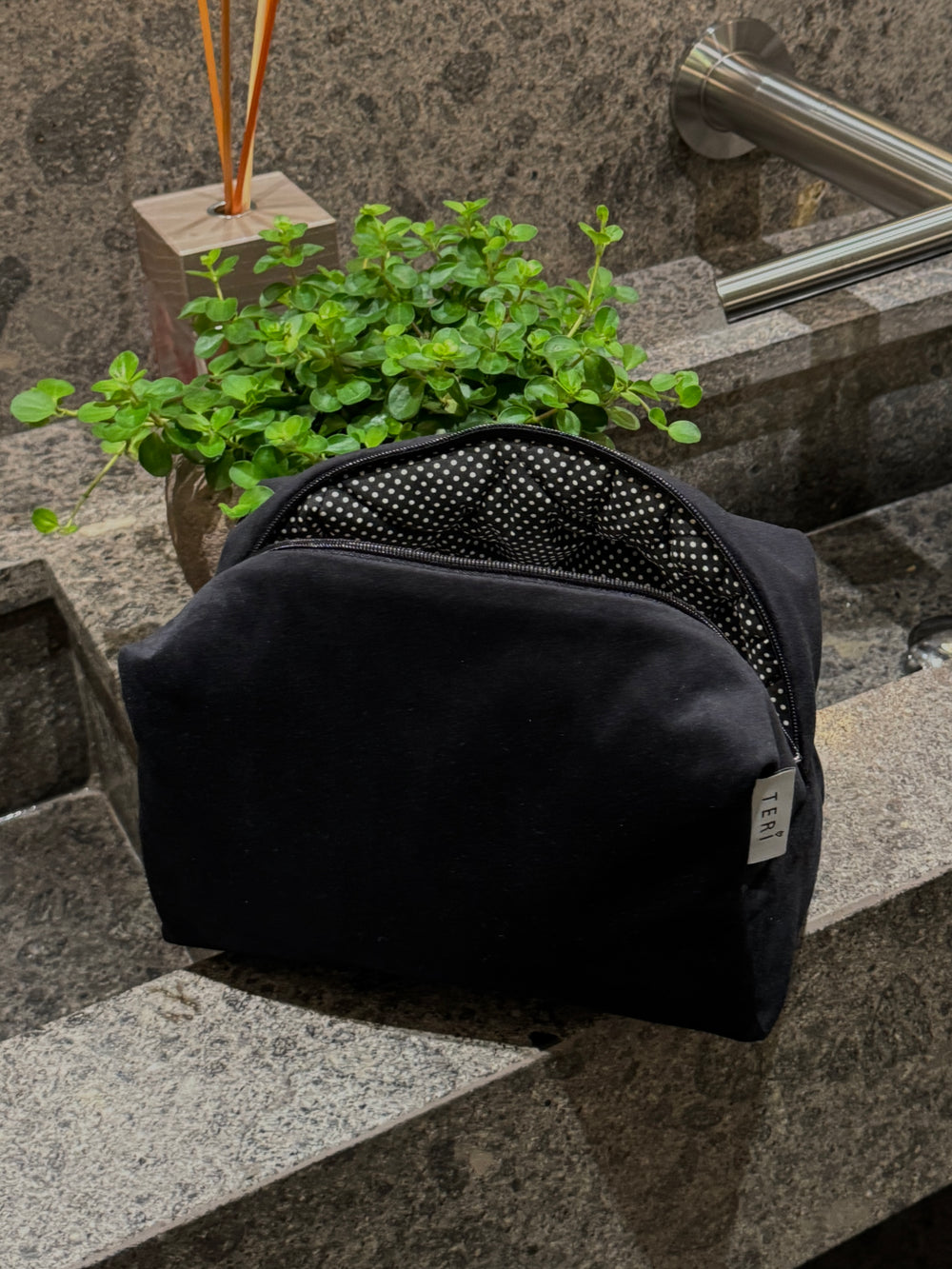 Dark blue velvet vanity bag