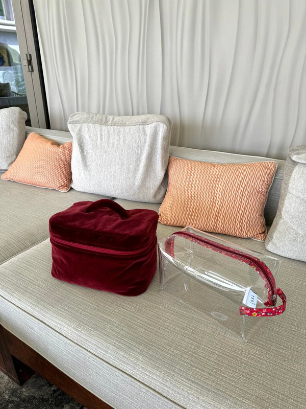 Rubber red floral vanity bag