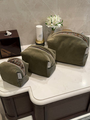 Micro sage green velvet vanity bag