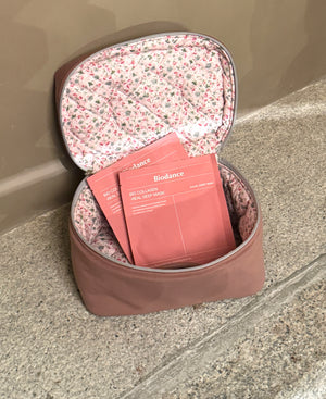 Big soft pink velvet beauty case