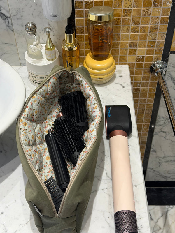 Sage green velvet case for Dyson Airstrait