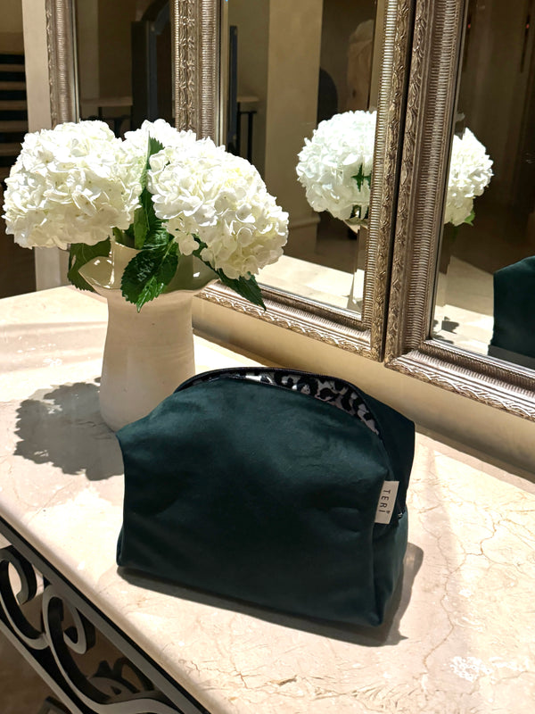 Green velvet vanity bag