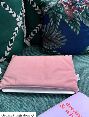 Soft pink velvet laptop sleeve 14”