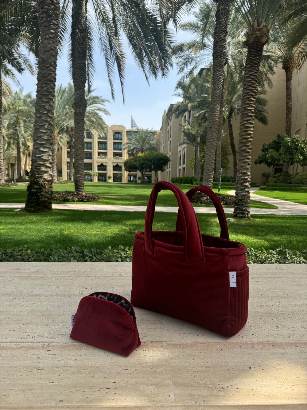 Burgundy velvet mini bag