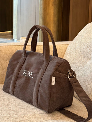 Brown velvet mom bag