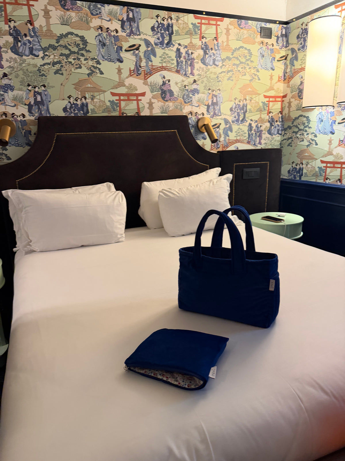 Royal blue velvet mini bag