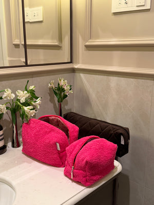 Hot pink terry vanity bag