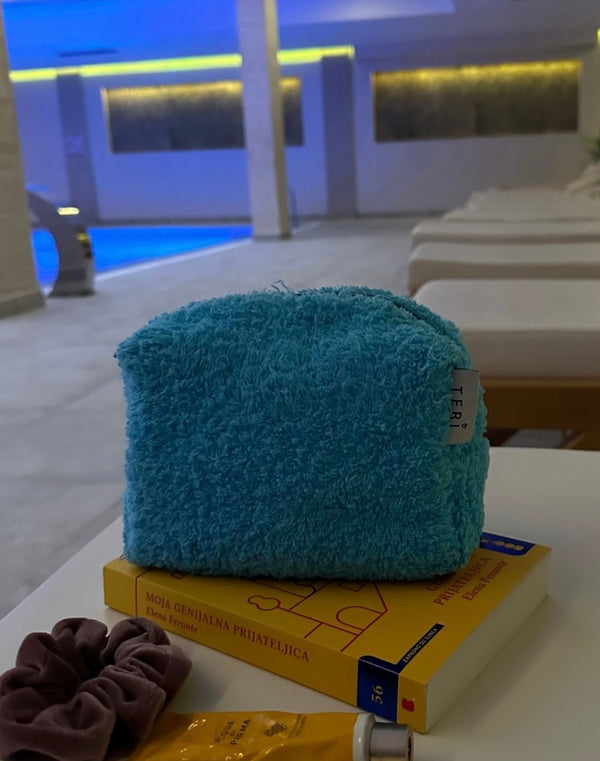 Blue terry vanity bag