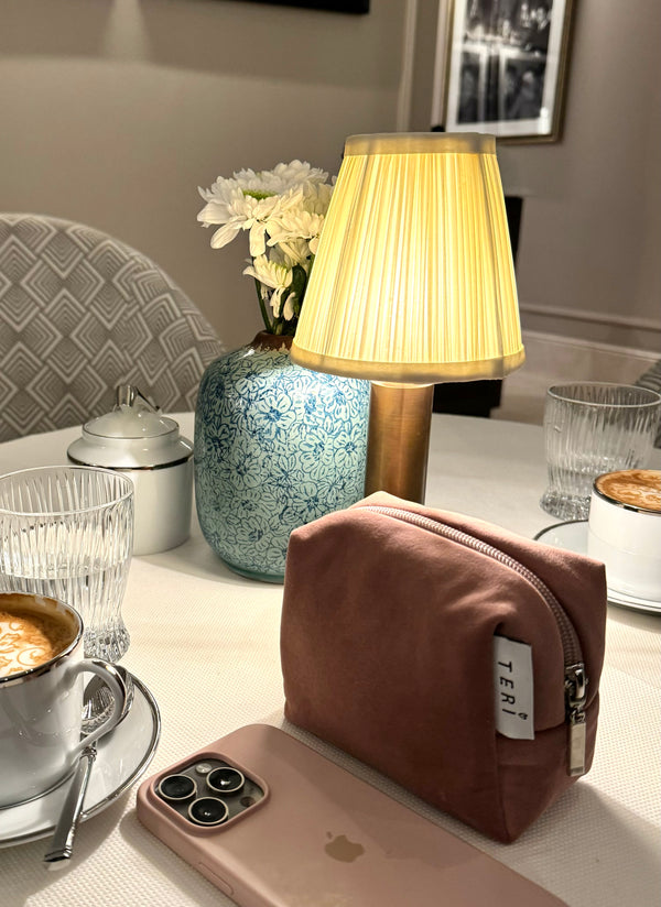 Micro soft pink velvet vanity bag