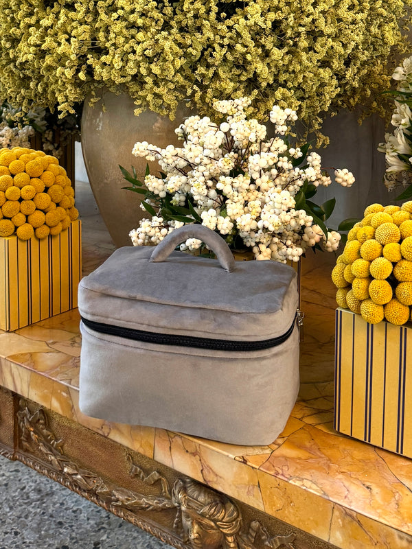 Big gray velvet beauty case