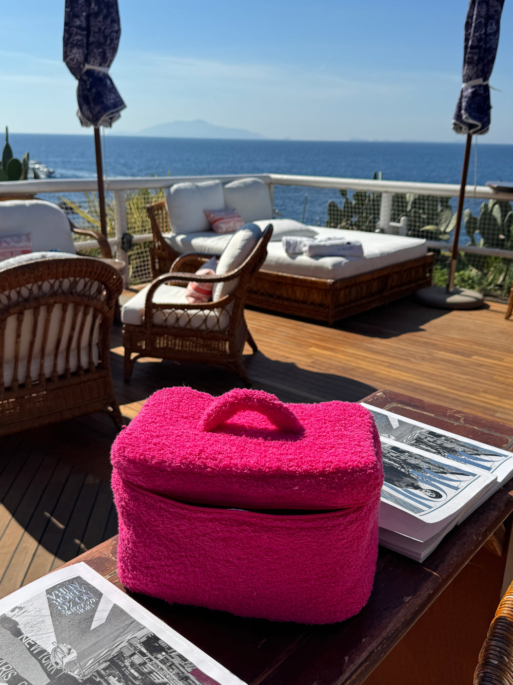 Big hot pink terry beauty case