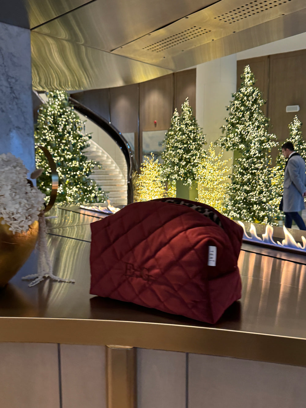 Jumbo burgundy velvet vanity bag