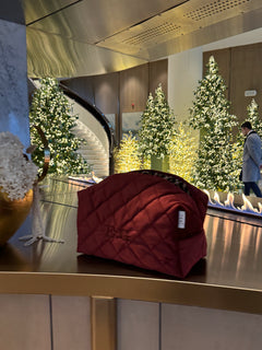 Jumbo burgundy velvet vanity bag